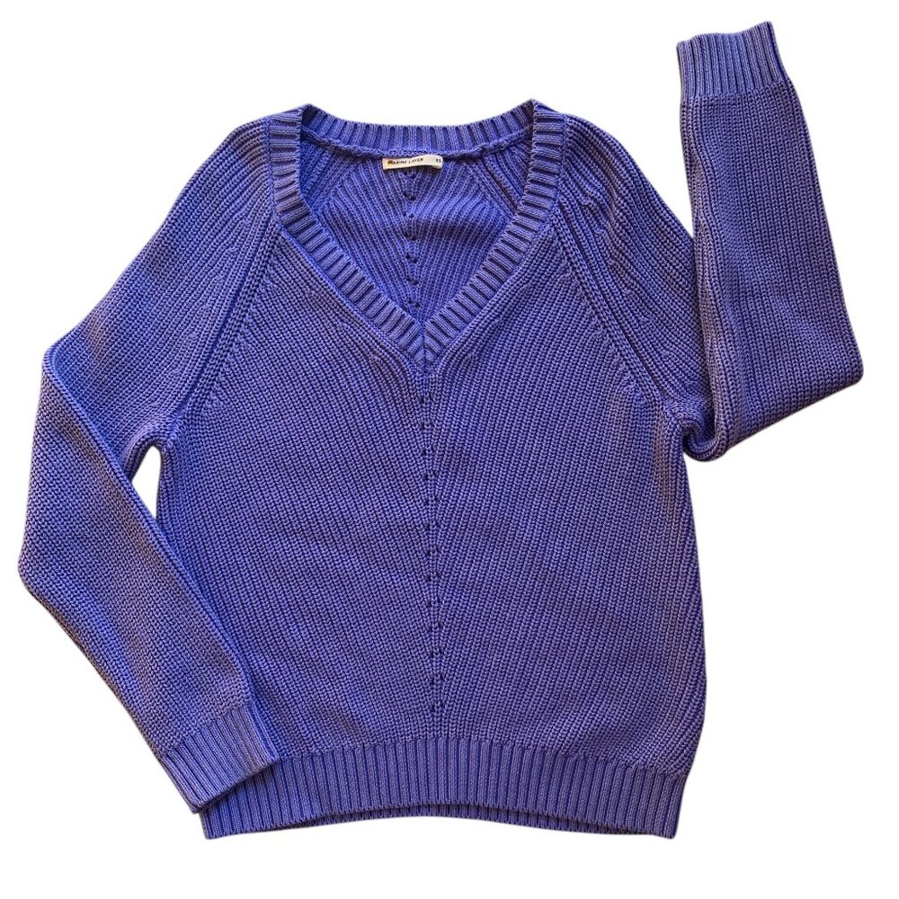 Marine Layer Ezra Chunky Shaker Knit Sweater Periwinkle Beach Slouchy Coastal-XS